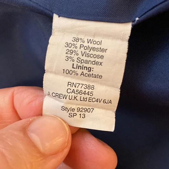 💙 J.Crew Factory Navy Blue Blazer Size 10 Wool/Polyester - Picture 6 of 6